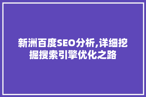新洲百度SEO分析,详细挖掘搜索引擎优化之路