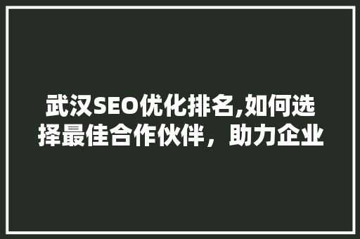 武汉SEO优化排名,如何选择最佳合作伙伴，助力企业腾飞  第1张