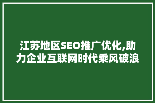 江苏地区SEO推广优化,助力企业互联网时代乘风破浪