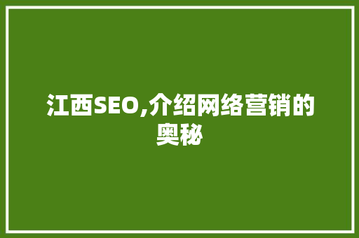 江西SEO,介绍网络营销的奥秘