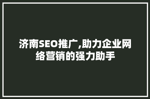济南SEO推广,助力企业网络营销的强力助手