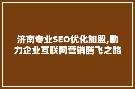 济南专业SEO优化加盟,助力企业互联网营销腾飞之路