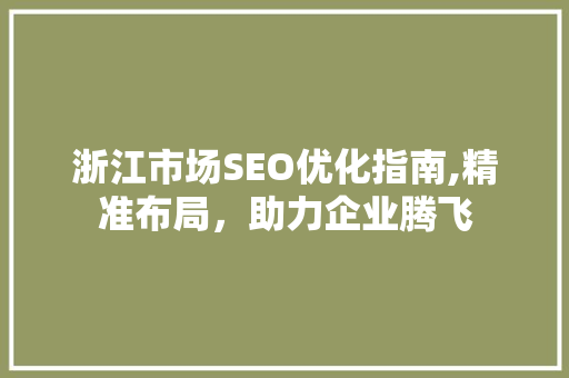 浙江市场SEO优化指南,精准布局，助力企业腾飞
