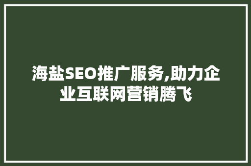 海盐SEO推广服务,助力企业互联网营销腾飞