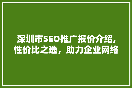 深圳市SEO推广报价介绍,性价比之选，助力企业网络营销腾飞