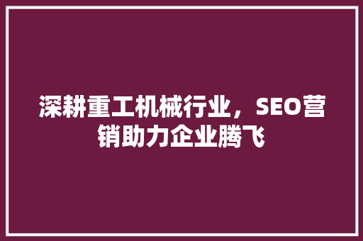 深耕重工机械行业，SEO营销助力企业腾飞
