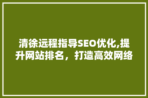 清徐远程指导SEO优化,提升网站排名，打造高效网络营销步骤