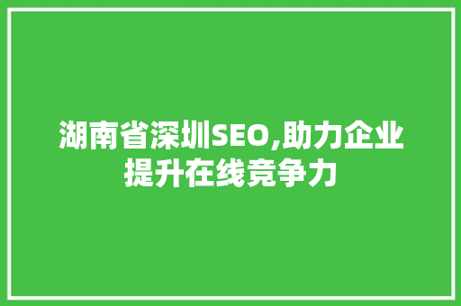 湖南省深圳SEO,助力企业提升在线竞争力