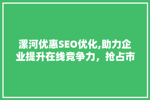 漯河优惠SEO优化,助力企业提升在线竞争力，抢占市场先机