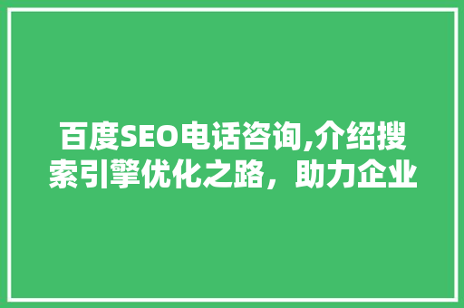 百度SEO电话咨询,介绍搜索引擎优化之路，助力企业高效推广