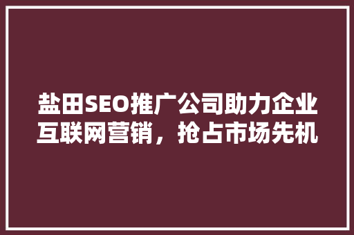 盐田SEO推广公司助力企业互联网营销，抢占市场先机