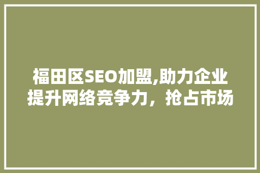 福田区SEO加盟,助力企业提升网络竞争力，抢占市场先机