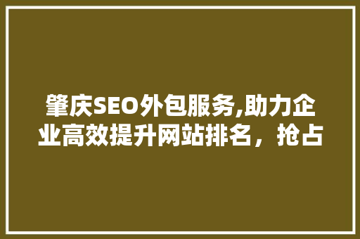 肇庆SEO外包服务,助力企业高效提升网站排名，抢占市场先机