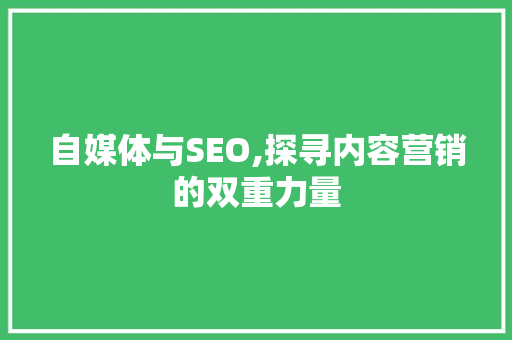 自媒体与SEO,探寻内容营销的双重力量  第1张