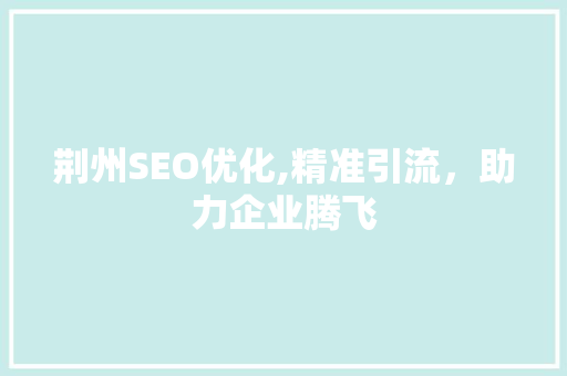 荆州SEO优化,精准引流，助力企业腾飞