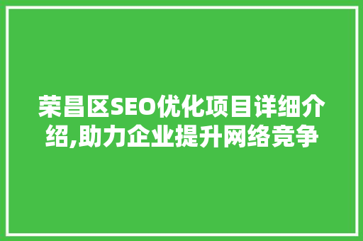 荣昌区SEO优化项目详细介绍,助力企业提升网络竞争力