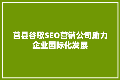 莒县谷歌SEO营销公司助力企业国际化发展
