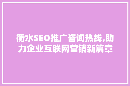 衡水SEO推广咨询热线,助力企业互联网营销新篇章