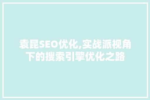 袁昆SEO优化,实战派视角下的搜索引擎优化之路