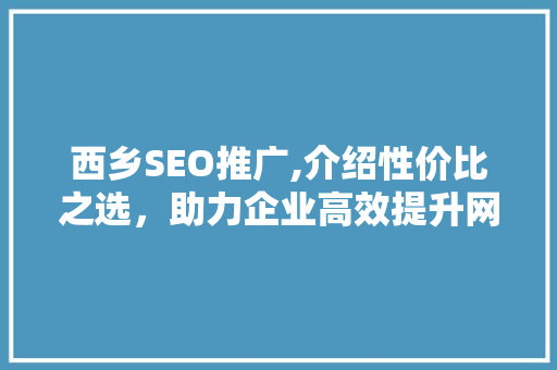 西乡SEO推广,介绍性价比之选，助力企业高效提升网络知名度