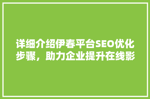 详细介绍伊春平台SEO优化步骤，助力企业提升在线影响力