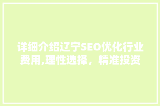 详细介绍辽宁SEO优化行业费用,理性选择，精准投资