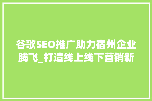 谷歌SEO推广助力宿州企业腾飞_打造线上线下营销新格局