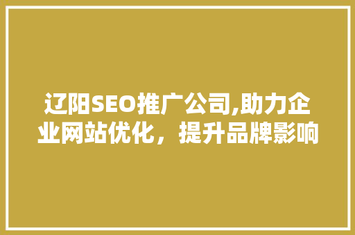 辽阳SEO推广公司,助力企业网站优化，提升品牌影响力