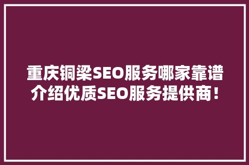 重庆铜梁SEO服务哪家靠谱介绍优质SEO服务提供商！