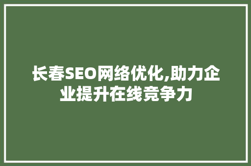 长春SEO网络优化,助力企业提升在线竞争力