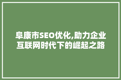 阜康市SEO优化,助力企业互联网时代下的崛起之路