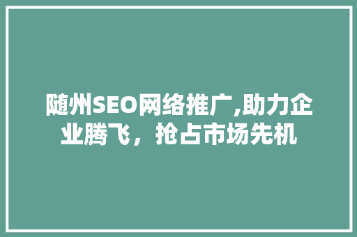 随州SEO网络推广,助力企业腾飞，抢占市场先机
