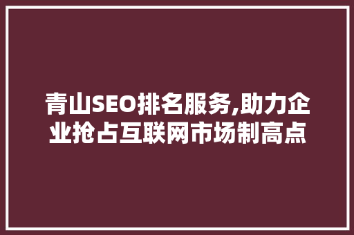 青山SEO排名服务,助力企业抢占互联网市场制高点