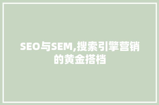 SEO与SEM,搜索引擎营销的黄金搭档
