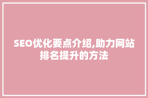 SEO优化要点介绍,助力网站排名提升的方法