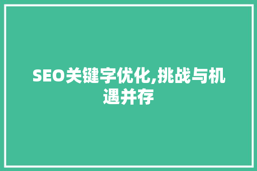 SEO关键字优化,挑战与机遇并存