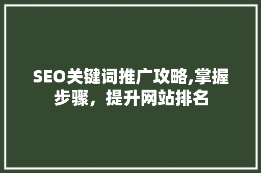 SEO关键词推广攻略,掌握步骤，提升网站排名