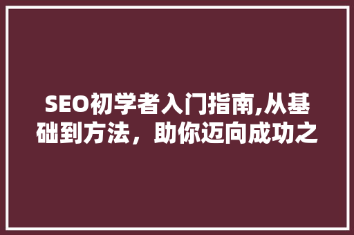 SEO初学者入门指南,从基础到方法，助你迈向成功之路