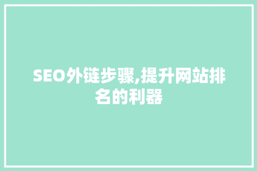SEO外链步骤,提升网站排名的利器