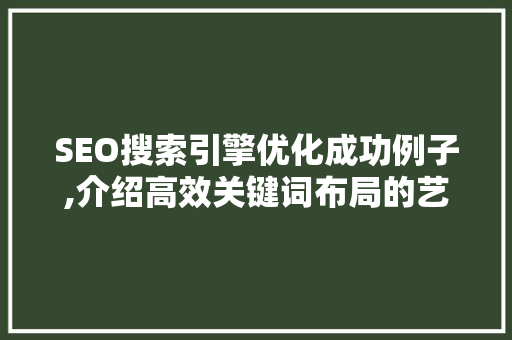SEO搜索引擎优化成功例子,介绍高效关键词布局的艺术