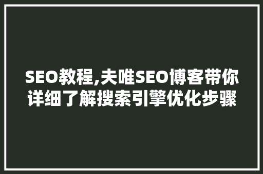 SEO教程,夫唯SEO博客带你详细了解搜索引擎优化步骤