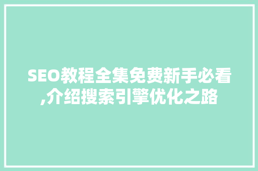 SEO教程全集免费新手必看,介绍搜索引擎优化之路