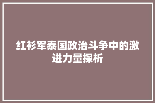 红衫军泰国政治斗争中的激进力量探析