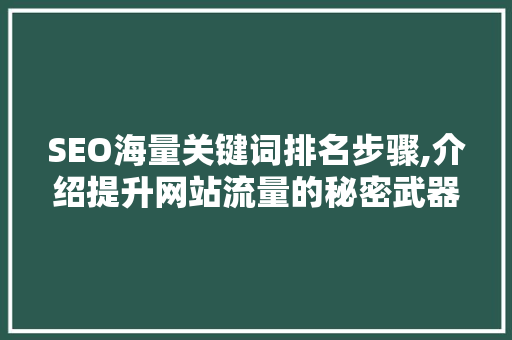 SEO海量关键词排名步骤,介绍提升网站流量的秘密武器