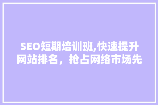 SEO短期培训班,快速提升网站排名，抢占网络市场先机