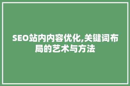SEO站内内容优化,关键词布局的艺术与方法