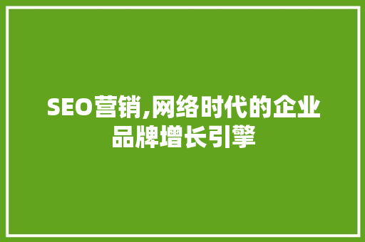 SEO营销,网络时代的企业品牌增长引擎