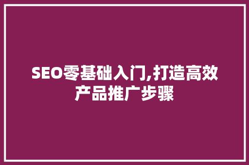 SEO零基础入门,打造高效产品推广步骤