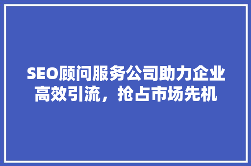 SEO顾问服务公司助力企业高效引流，抢占市场先机  第1张