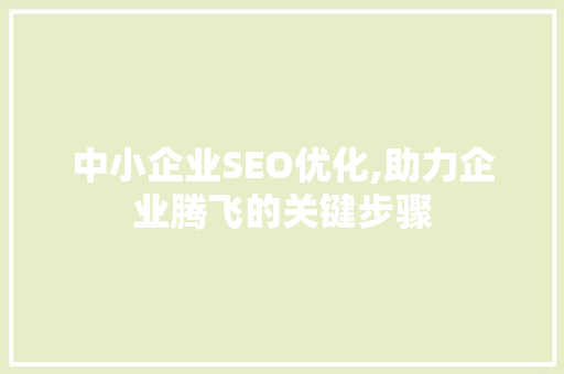 中小企业SEO优化,助力企业腾飞的关键步骤